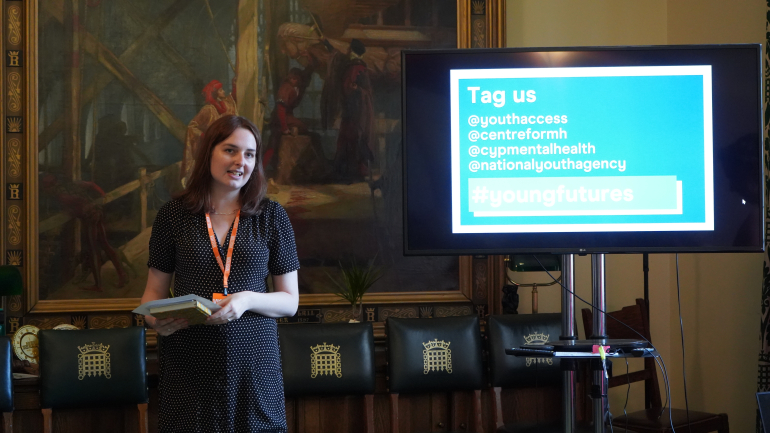 Policy and Public Affairs assistant, Grace Ward, speaking in parliament