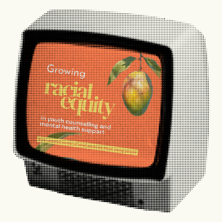 racial equity report front cover on tv screen