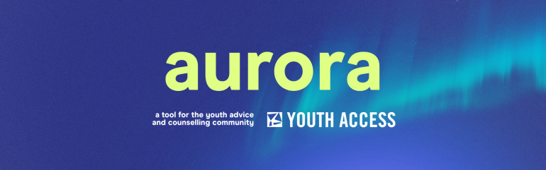 aurora branded header, text reads: aurora, a tool for the youth advice and counselling community