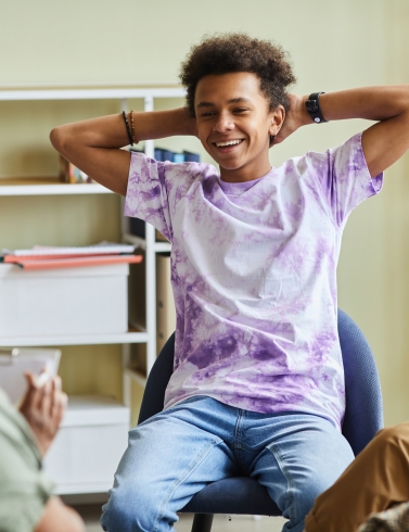young person at group youth work 